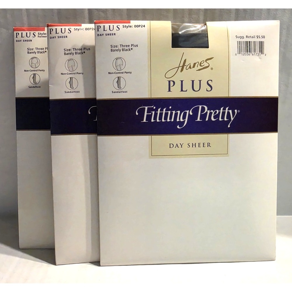 Hanes Plus Fitting Pretty Day Sheer 00P24 Three Plus Barely Black (3)